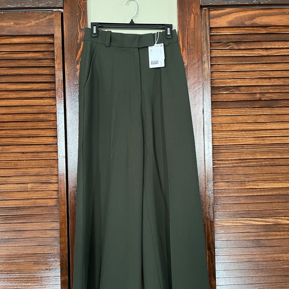 & Other Stories Olive Wool Blend Trousers